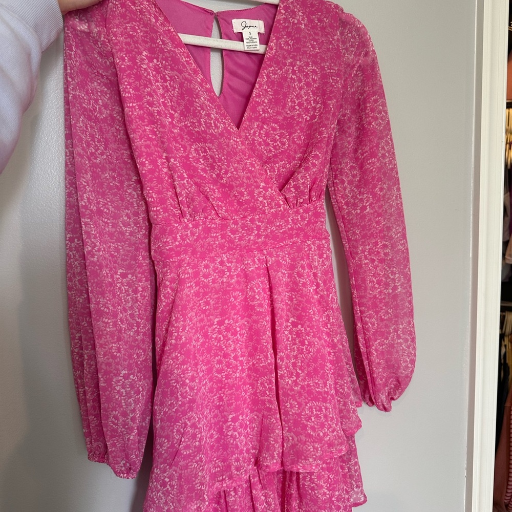 Pink Floral Long Sleeve Dress